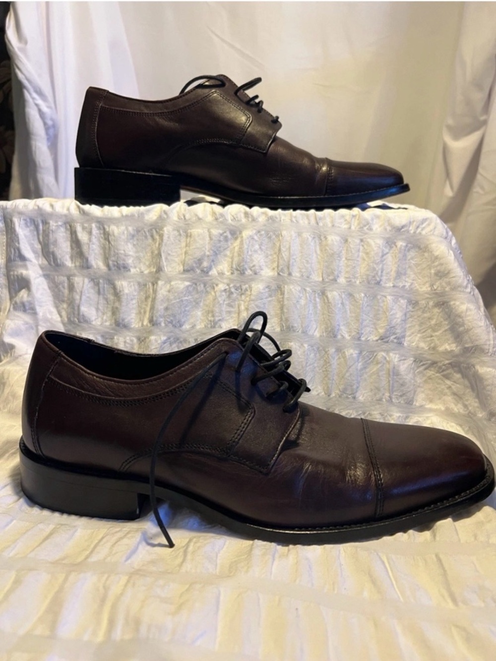 Murphy by Johnson and Murphy Classic Cap-Toe Derby in Dark Brown Leather